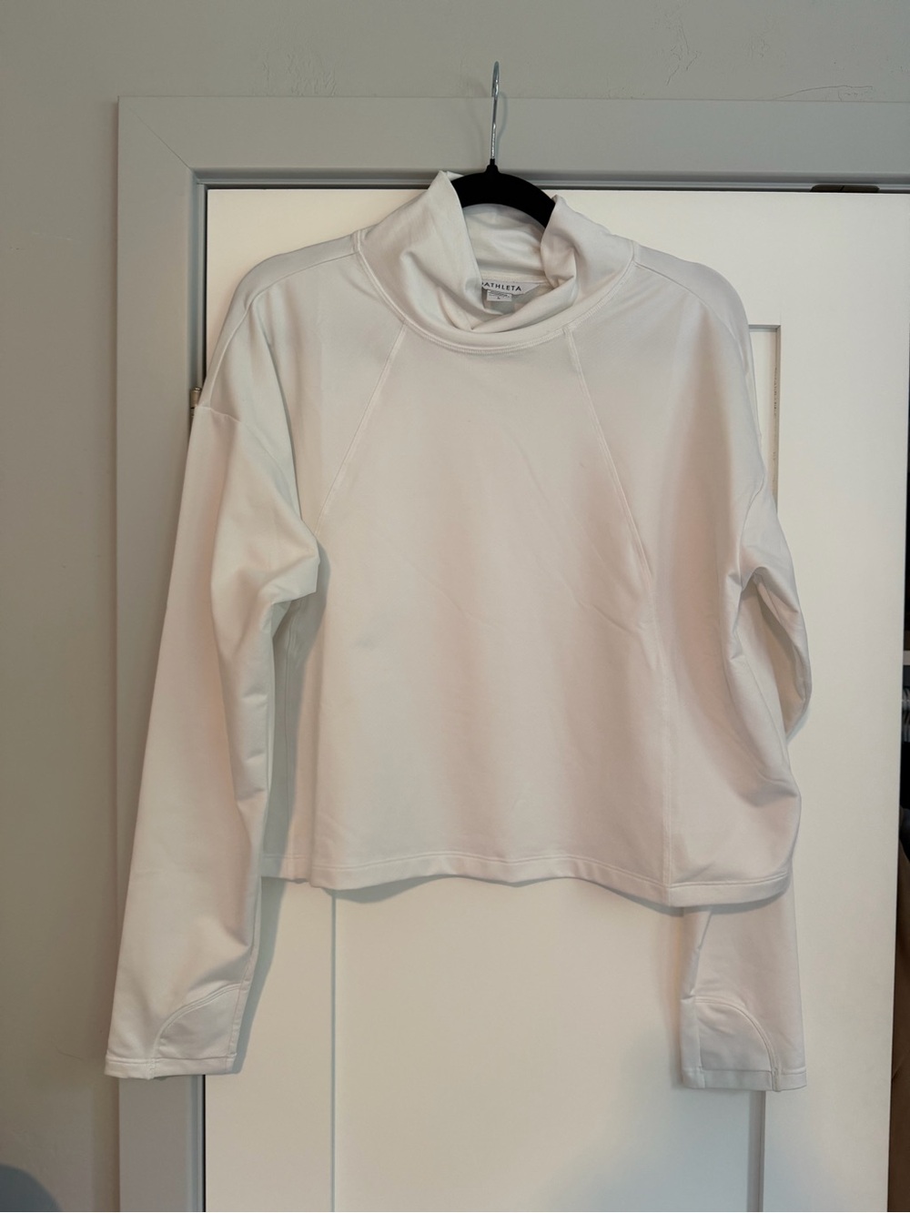 Athleta White Cropped Mock Neck Sweatshirt